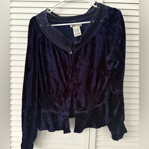 VINTAGE crushed velvet Faded Glory Deep Navy Cardigan